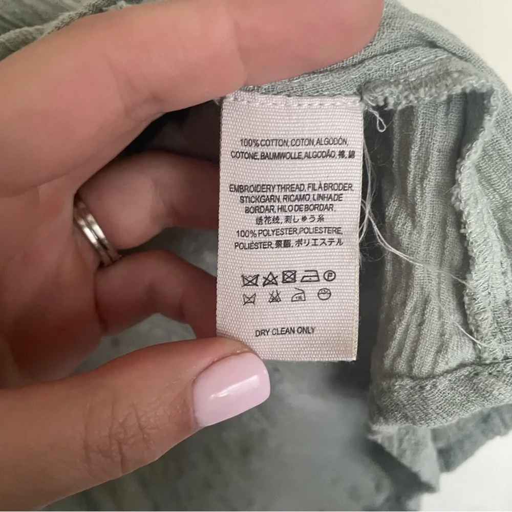 Free People Light Gray Lace-Trim Button-Down Shirt
